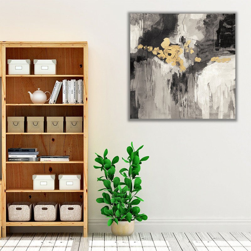 «Sparkle Abstract III Black and White», reproduction d'art sur toile, H 40 po x l 40 po