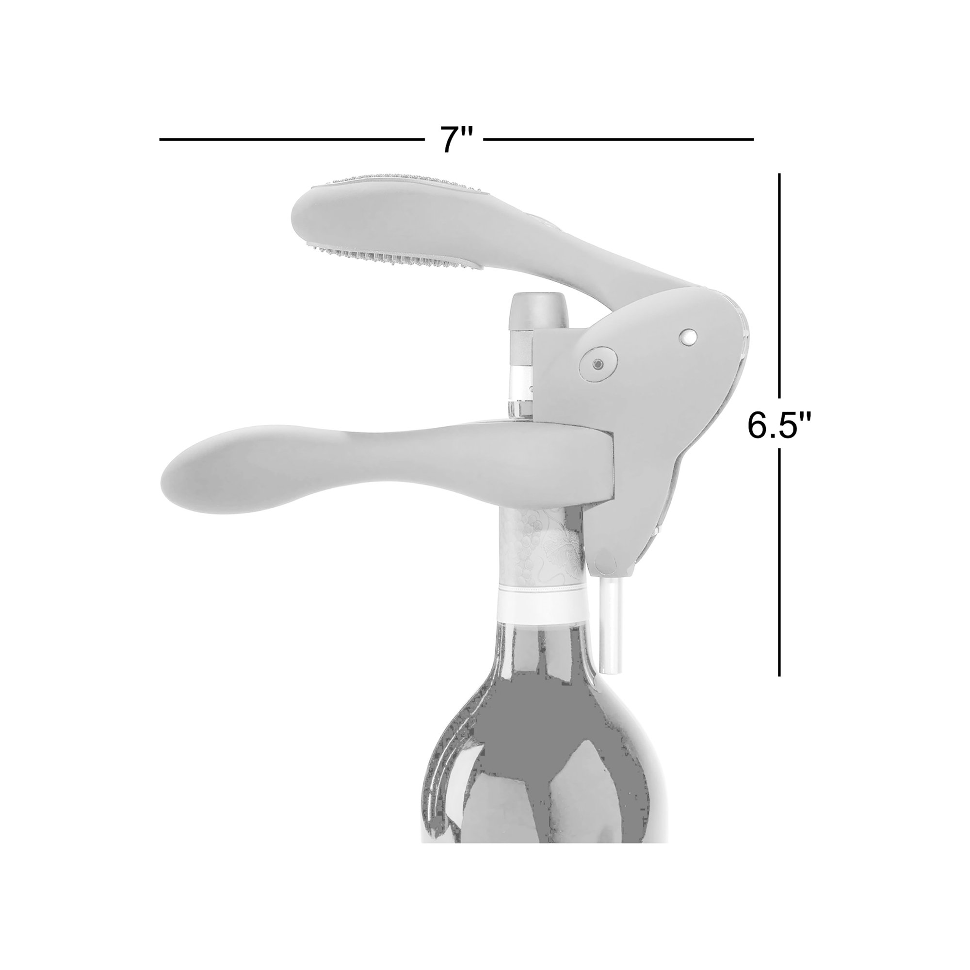 Rabbit Original Lever Corkscrew Wine Opener With Foil Cutter And Extra Spiral, Silver