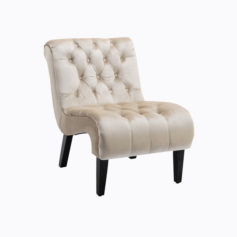 Javita 22.83'' Wide Modern Armless Accent Living Room Chair / Leisure Chair,Upholstered Fabric Button Comfortable Chair with Wooden Legs