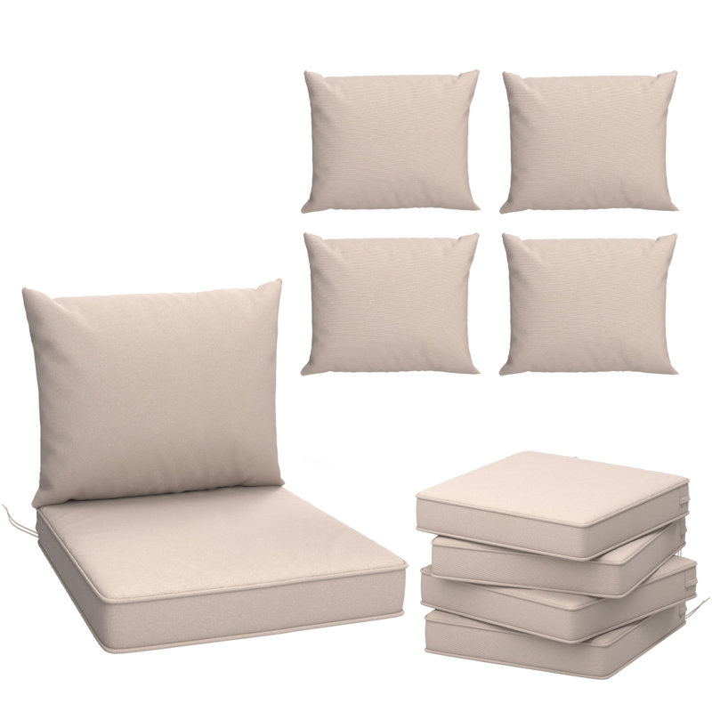 4-Piece Outdoor Chair Cushion Set, 24" X 24", Water-Resistant Patio Seat Cushions For Furniture Replacement, Beige
