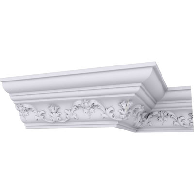 Endurathane Kent Crown Moulding, 4"H x 3 1/2"P x 5 3/8"F x 94 1/2"L, Factory Primed