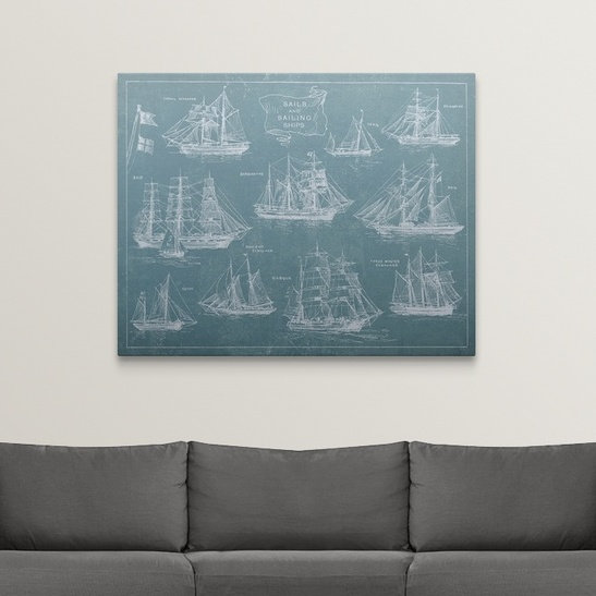 « voilier expédiés », impression, H 38 po x l 48 po x P 1,5 po, Toile