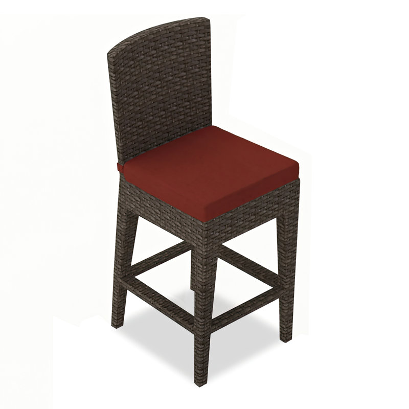 Arden Outdoor Bar Stool, Canvas Natural Sunbrella® Canvas, 25", Textured Slate
