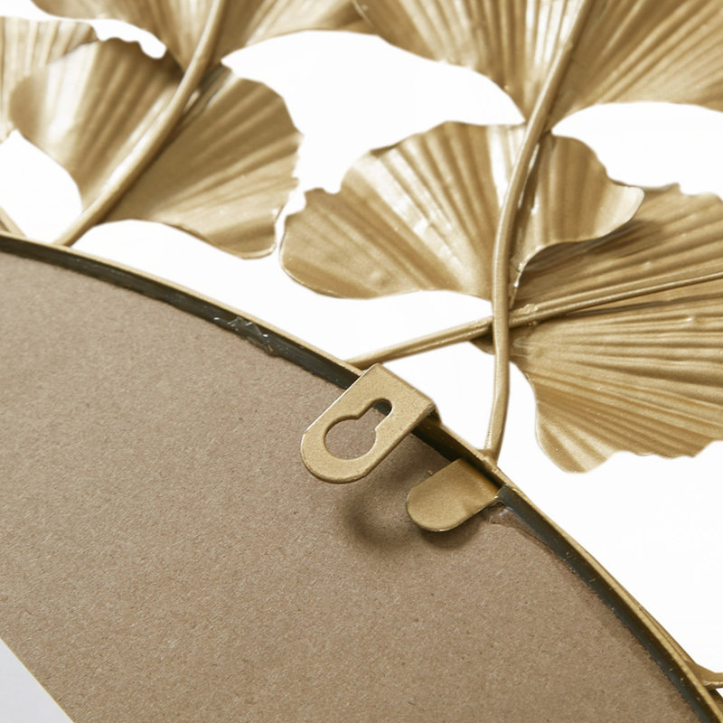 30.5"Eden Gingko Leaf Round Wall Mirror, Gold