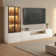 102'' White Modern 2 Pieces Living Room Set Entertainment Center Includes TV Stands, Glass Display China Cabinet With Wireless LED Light Storage Cabinets and Drawers For TVs up to 75''
