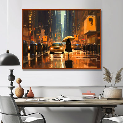 «Yellow Cab», parapluie jaune, pluie de New York - art mural de New York