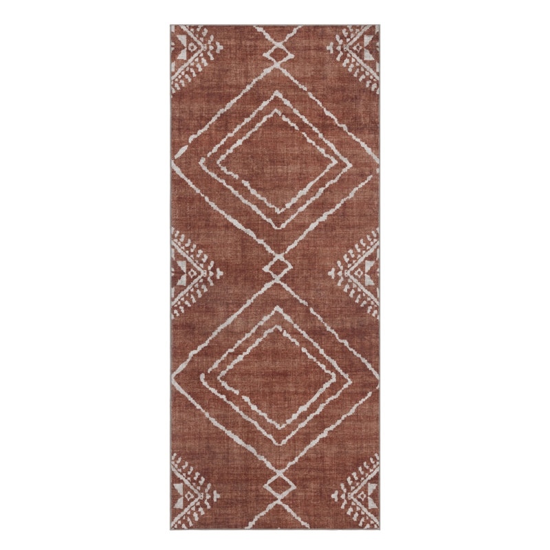 Kentre Jax Moroccan Machine Washable Area Rug, Rectangle 6' x 8', Orange