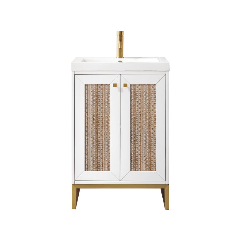 Chianti 23.6'' W Single Vanity, Glossy White, Radiant Gold
