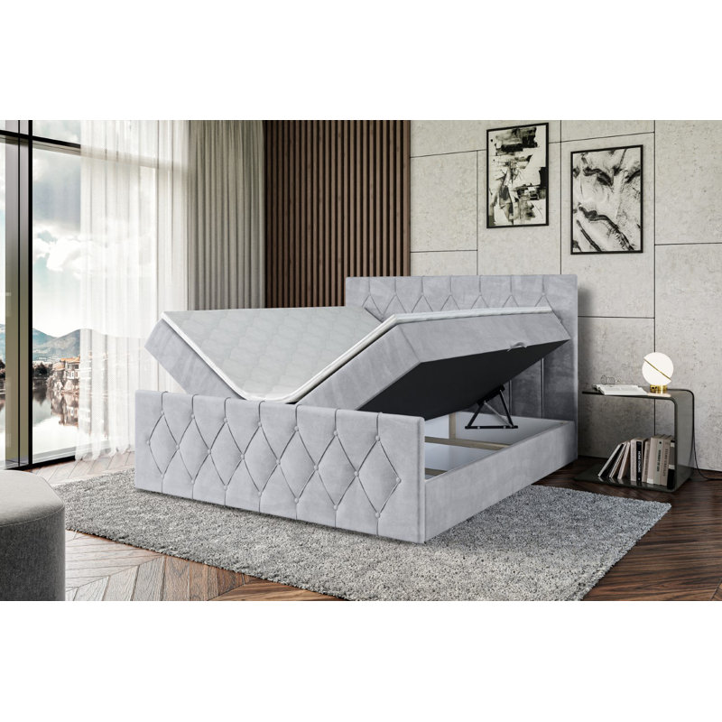 Sabna Divan Bed Set, 180 x 200cm, Light Grey