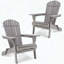 Ensemble de 2 chaises Adirondack pliantes en bois de cèdre massif (à moitié assemblées)-648539432