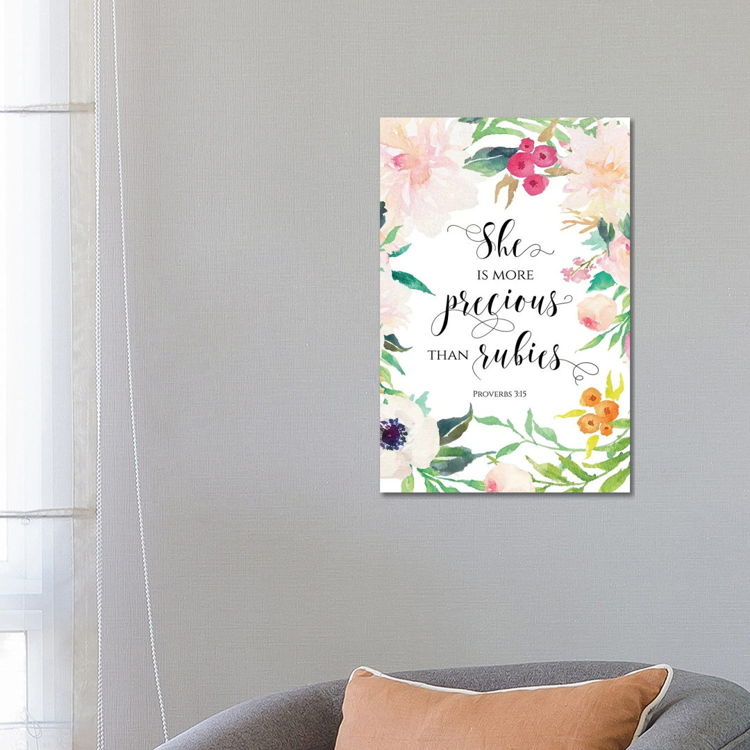 She Is More Precious Than Rubies - Proverbs 3:15 - Painting on Canvas
