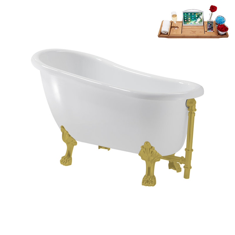 1348.7mm x 650.2mm Soaking Acrylic Bathtub, Brushed Gold, Brushed Gold