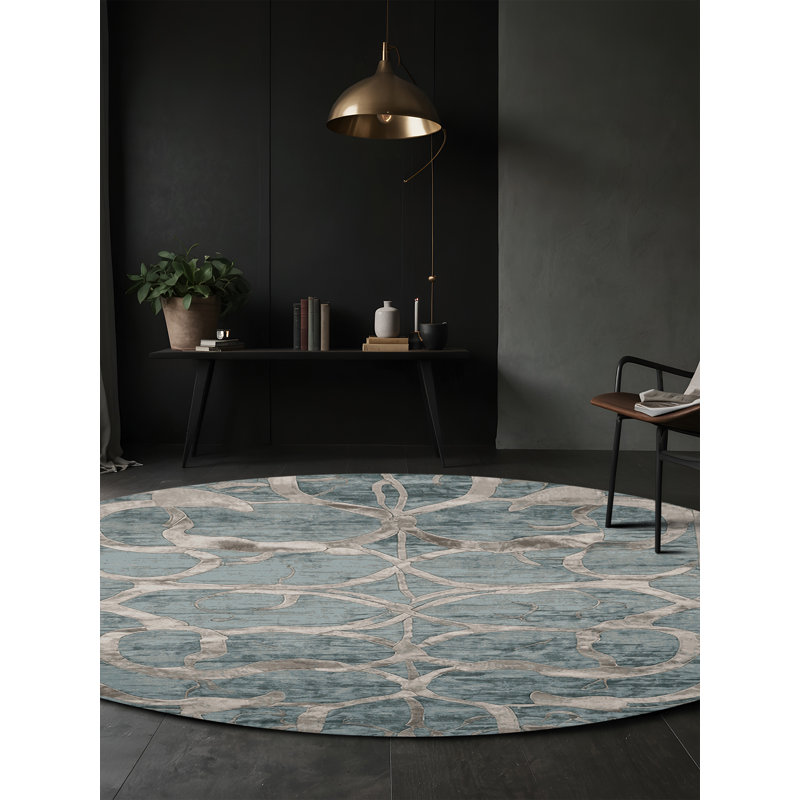 Tapis gris lavable à la machine, Rond 6 pi