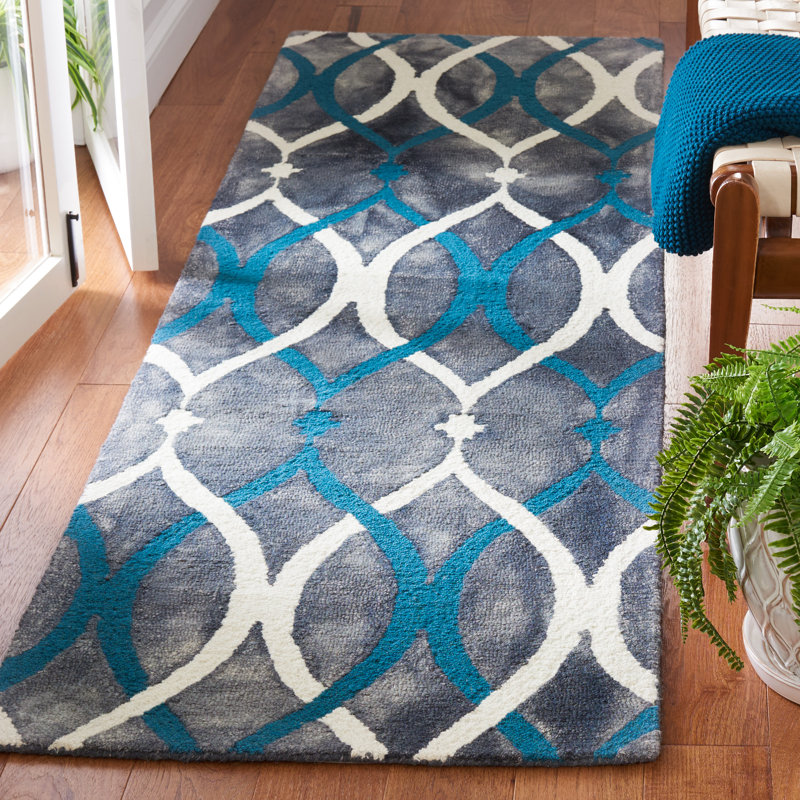 Amekia Hand Tufted Wool Geometric Rug, Runner 2'3" x 14'