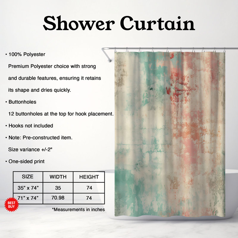 Rideau de douche Teal, H 74 po x l 71 po