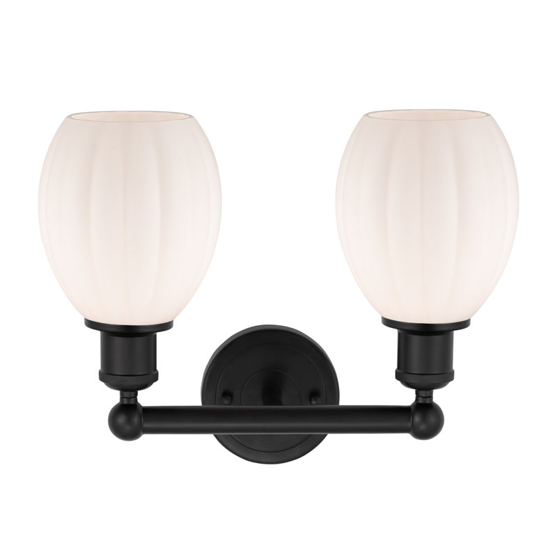 Éclairage pour meuble-lavabo à 2 lumières 14,5 pouces Bolduc, Noir mat, Blanc mat