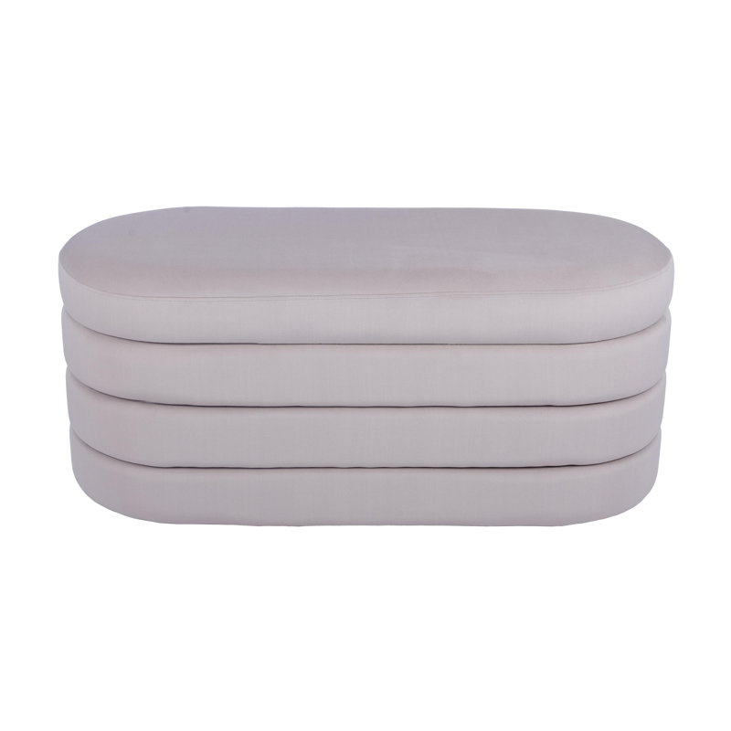 Banc avec rangement en velours taupe
