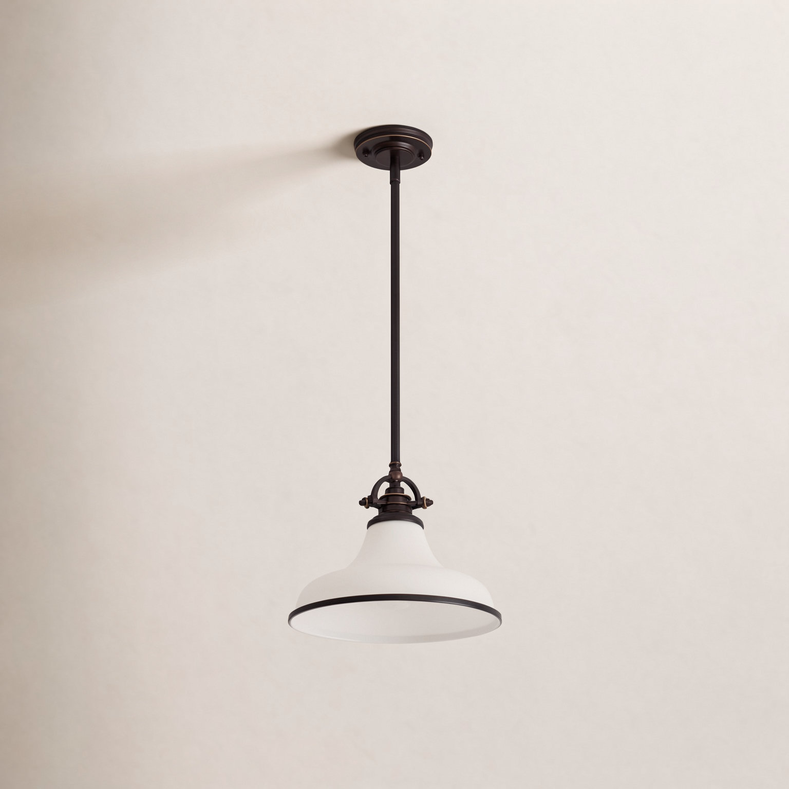 Maybery Dimmable Dome Single Light Pendant, Palladian Bronze, 11.5" H x 13.5" W x 13.5" D, Opal Etched Glass
