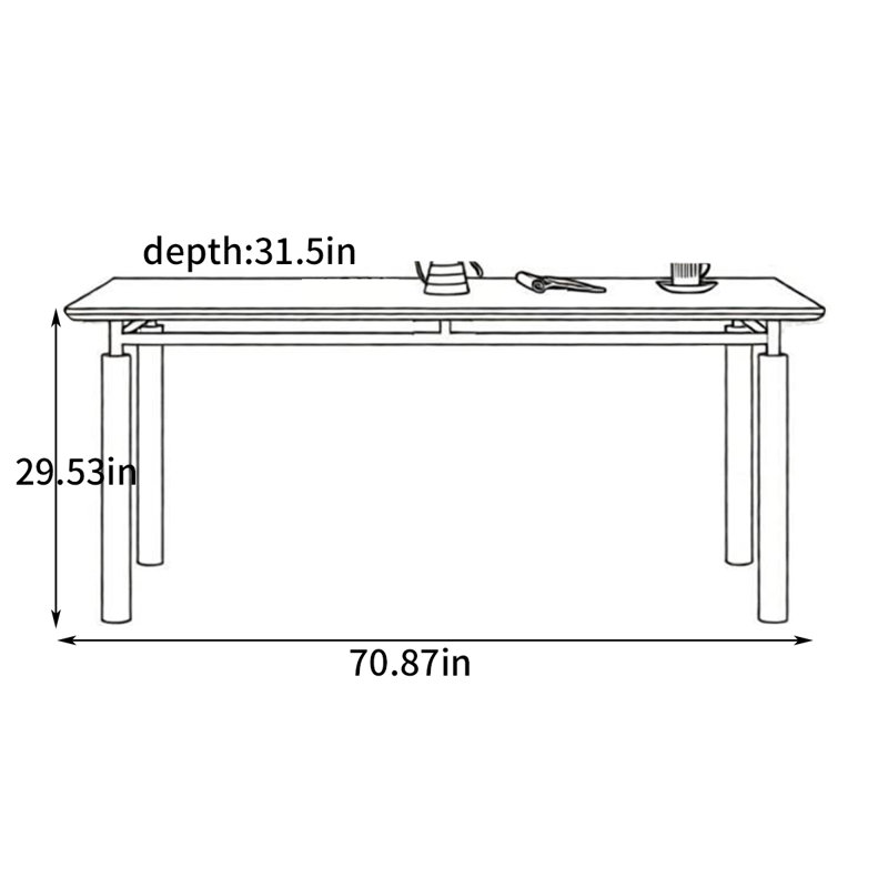 Simple and elegant dining table, 29.53"H x 70.87"L x 31.5"W