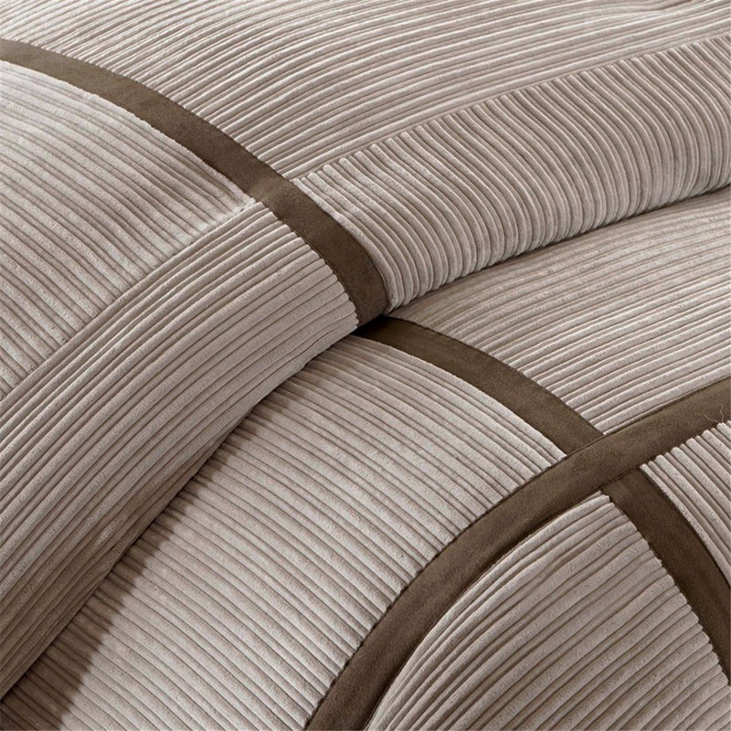 Ensemble d'édredon en velours côtelé 7 pièces grand taupe, Queen Comforter + 6 Additional Pieces
