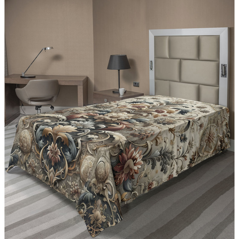 Polyester Floral Flat Sheet, Twin