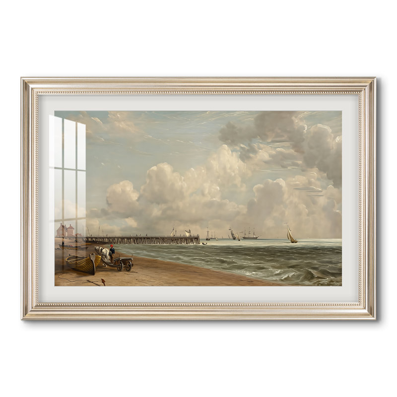 Jetée de Yarmouth, 1822 - John Constable - Estampe encadrée sur mesure, 28x40 INNER SIZE, Pewter Satin