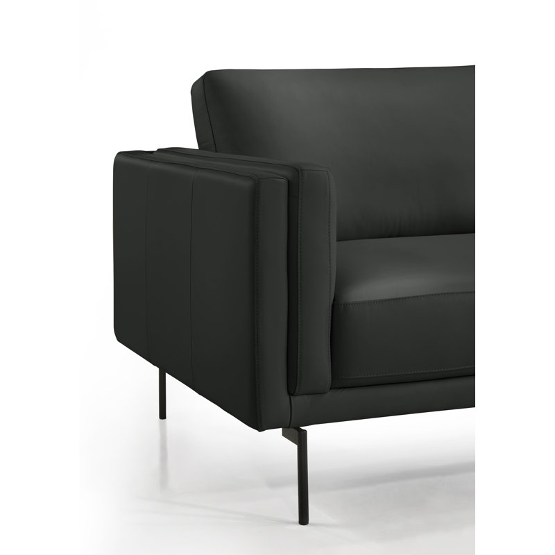 Chumy Upholstered 86'' Sofa, Black, Black Legs