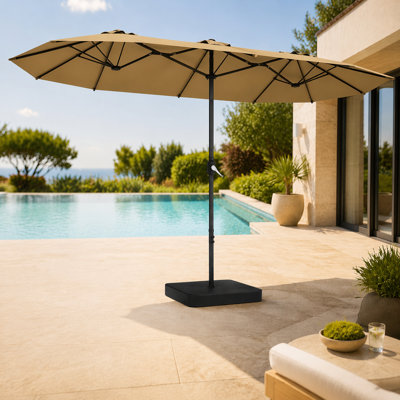 Parasol de patio rectangulaire 15 pi avec base