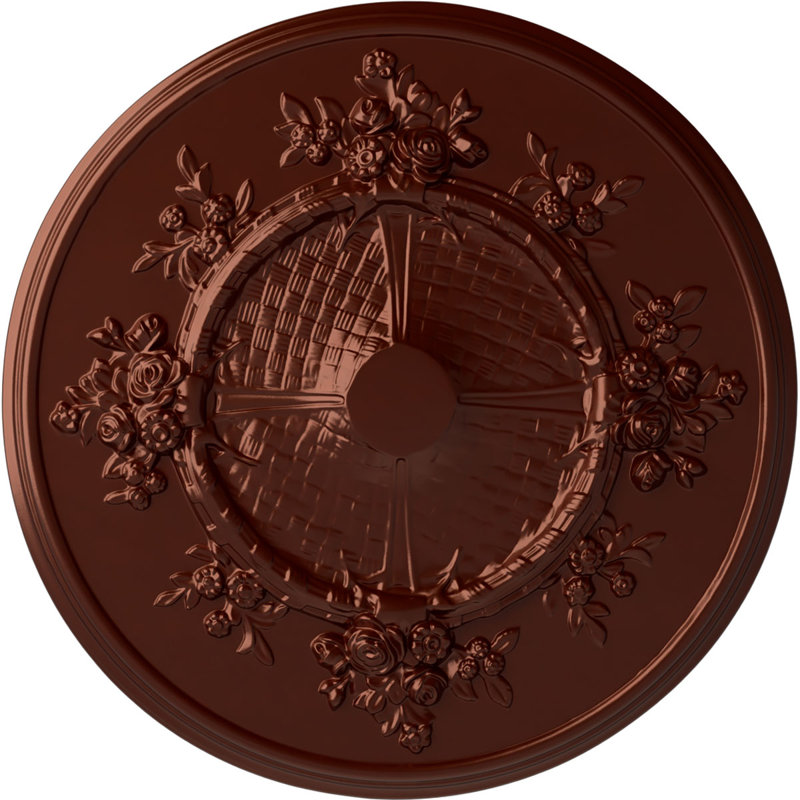 Médaillon de plafond fleur Endurathane, DO 27 po x P 1 1/8 po (convient aux auvents jusqu'à 3 7/8 po), finition cuivre antique peinte à la main