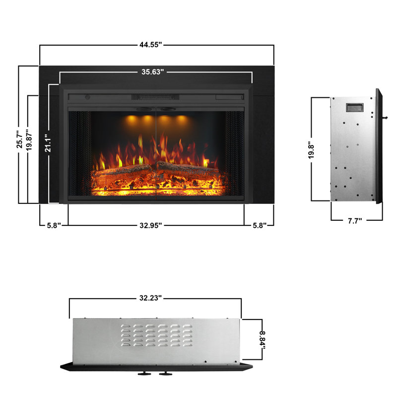 Trim With Electric Fireplace, 20.9" H x 36" W x 7.7" D