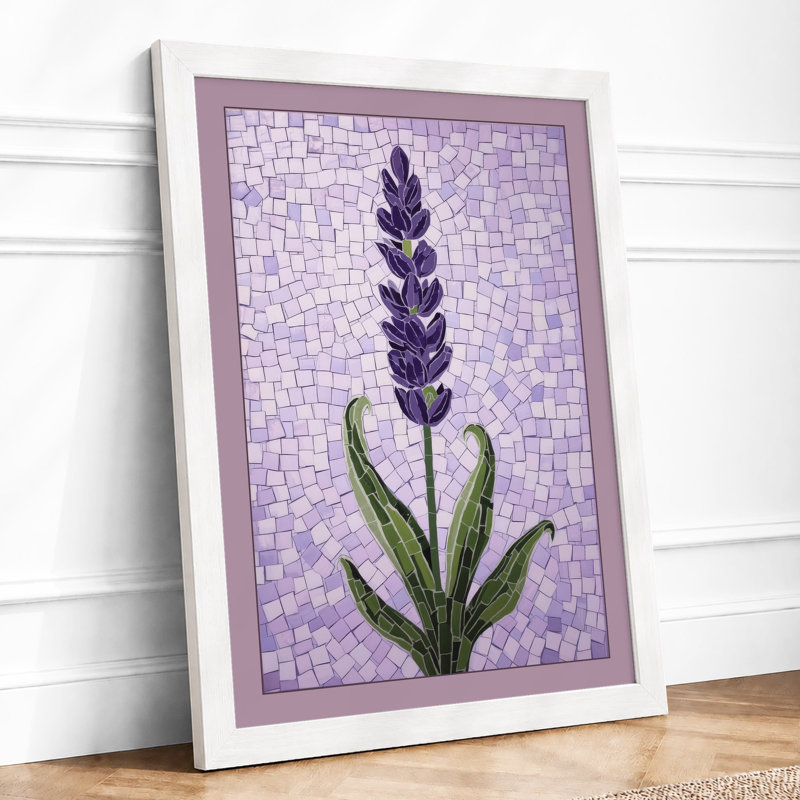 Purple Mosaic Botanical - Framed Print, A3 - 42.0 x 29.7 cm, White
