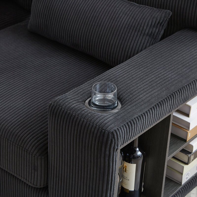 L-Shaped Modular Sectional Sofa, Black