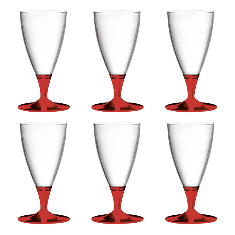 Polycarbonate Beer Glass - 6 Pieces, Red