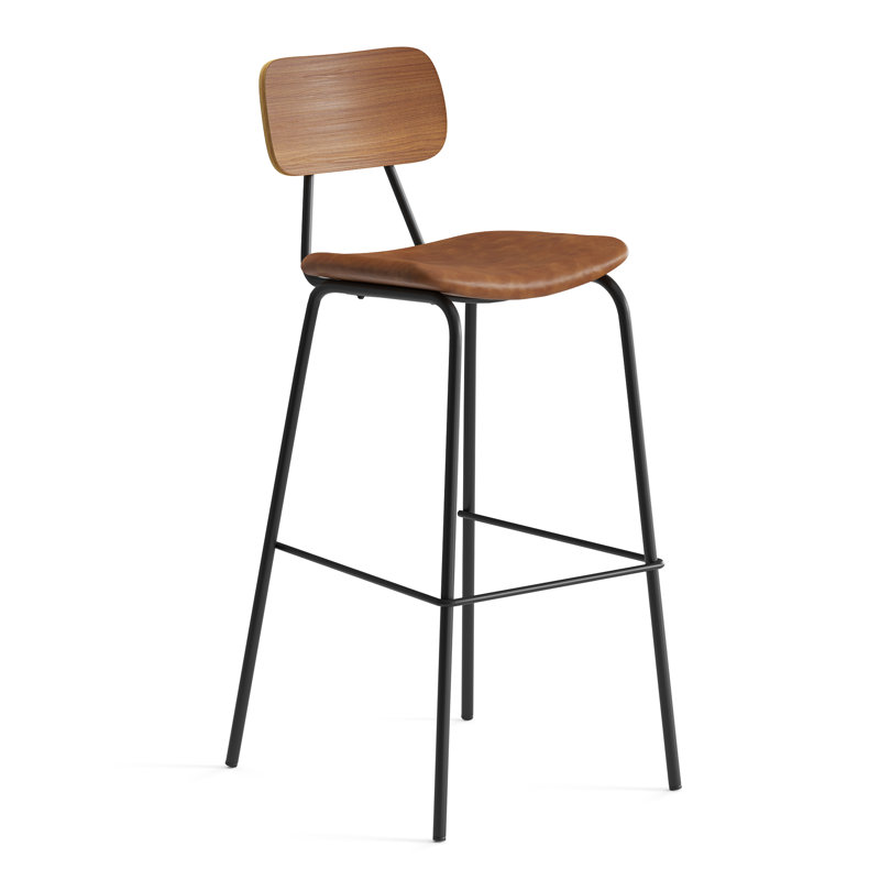 Tabouret de bar et de comptoir Buda, Tabouret de bar (siège d’une hauteur de 30 po), Brun clair, Noyer