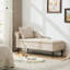 Chaise longue rembourrée en velours / chenille, banc de rangement avec coussin et pieds en bois massif-124247277