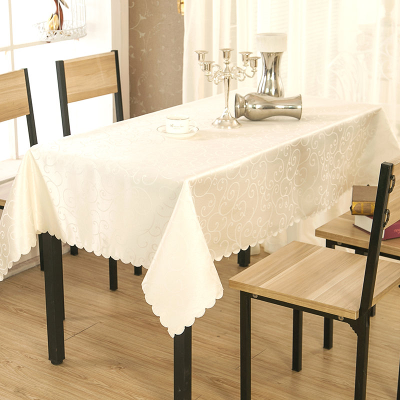 Raley Figured Dacron Tablecloth, Creamy White