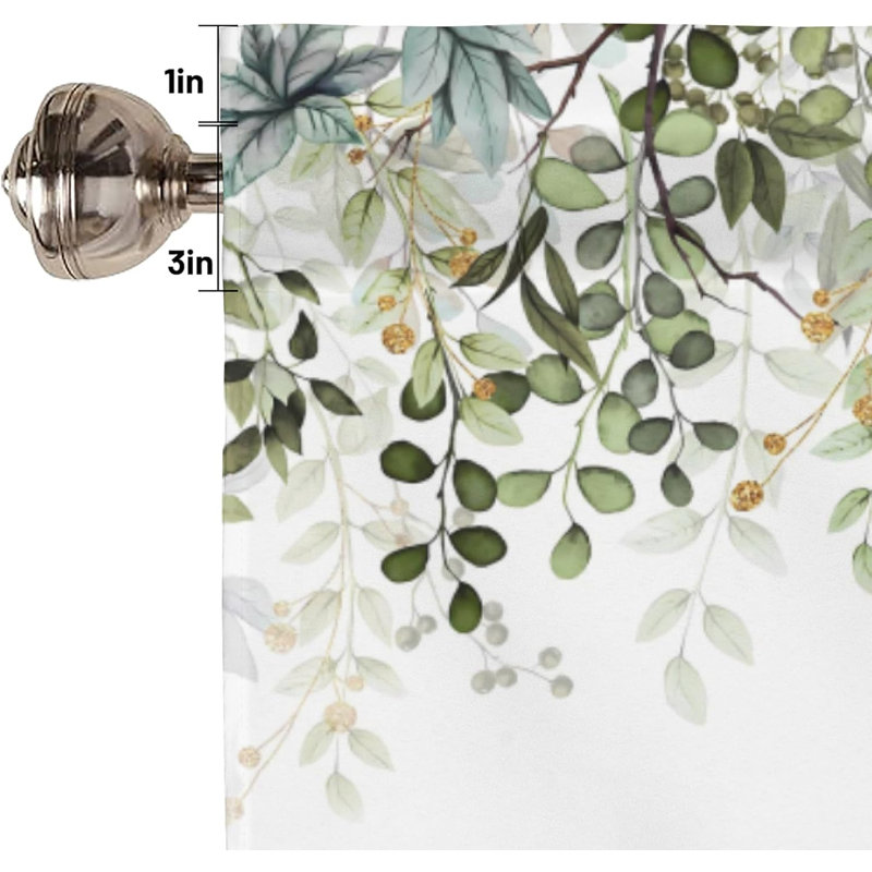 Cantonnière verte à feuilles d'eucalyptus pour fenêtres
