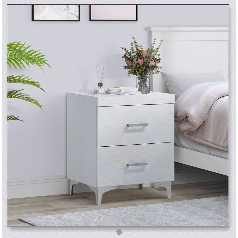 Table de chevet à 2 tiroirs avec savoir-faire classique et caractéristiques modernes pour un rangement pratique dans la chambre à coucher