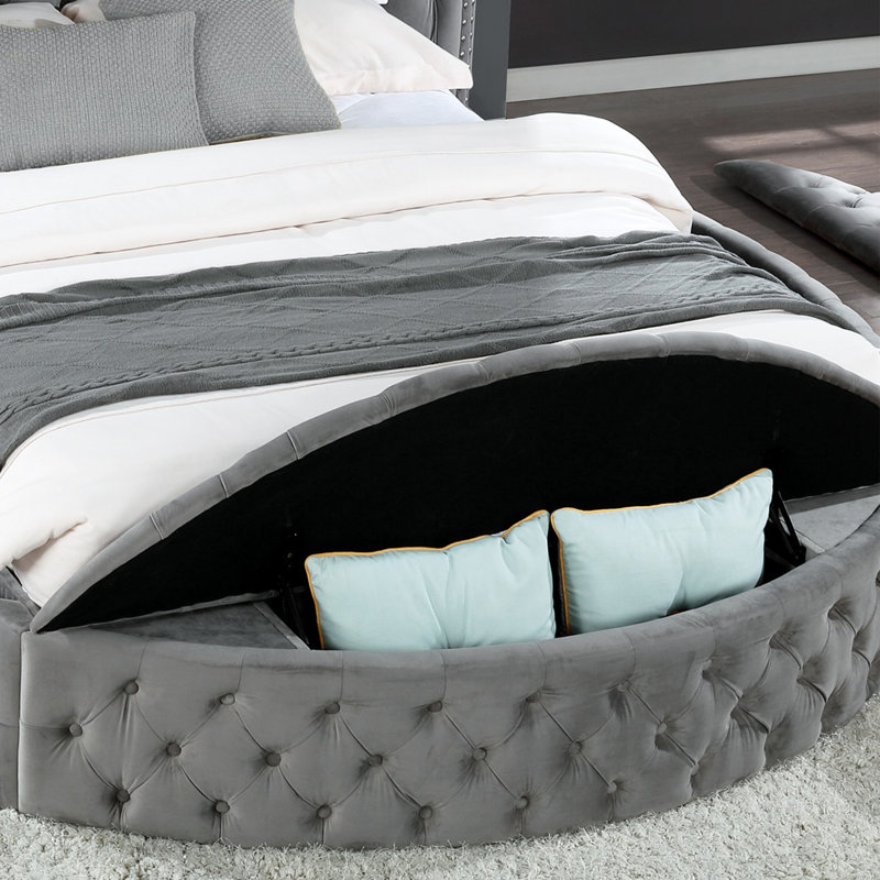 Ensemble de chambre à coucher 5 pièces Taner, gris, Grand, 5 Pcs: Bed, 2 Dressers, Mirror, Nightstand