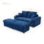 Causeuse avec repose-pieds, canapé modulaire en tissu Velours côtelé, canapé moelleux et confortable avec repose-pieds et deux coussins, pour petits espaces, salon, chambre à coucher, bureau, 5 couleurs, bleu-1018403554