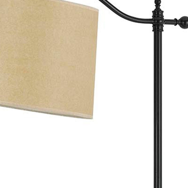 Lampe sur pied de forme traditionnelle réglable 63 "avec abat-jour carré, Tanné, Noir, noir, noir, noir