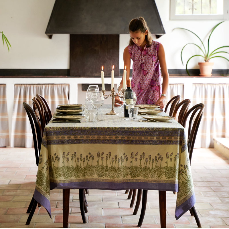 Lavender Handmade Floral Tablecloth