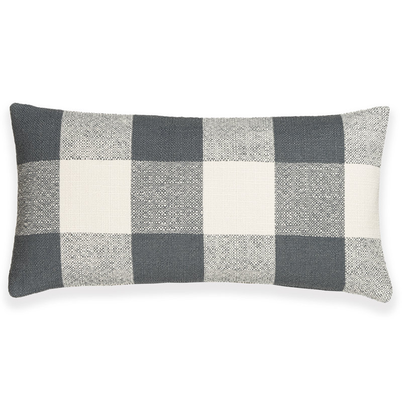 Coussin Birch Lane Cleveland, Bleu à carreaux, Polyester