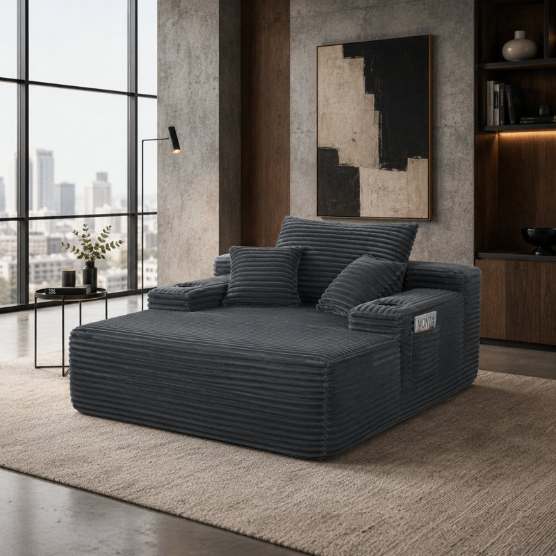 Canapé-lit décontracté et désossé avec coussins pour appartement et espace de divertissement