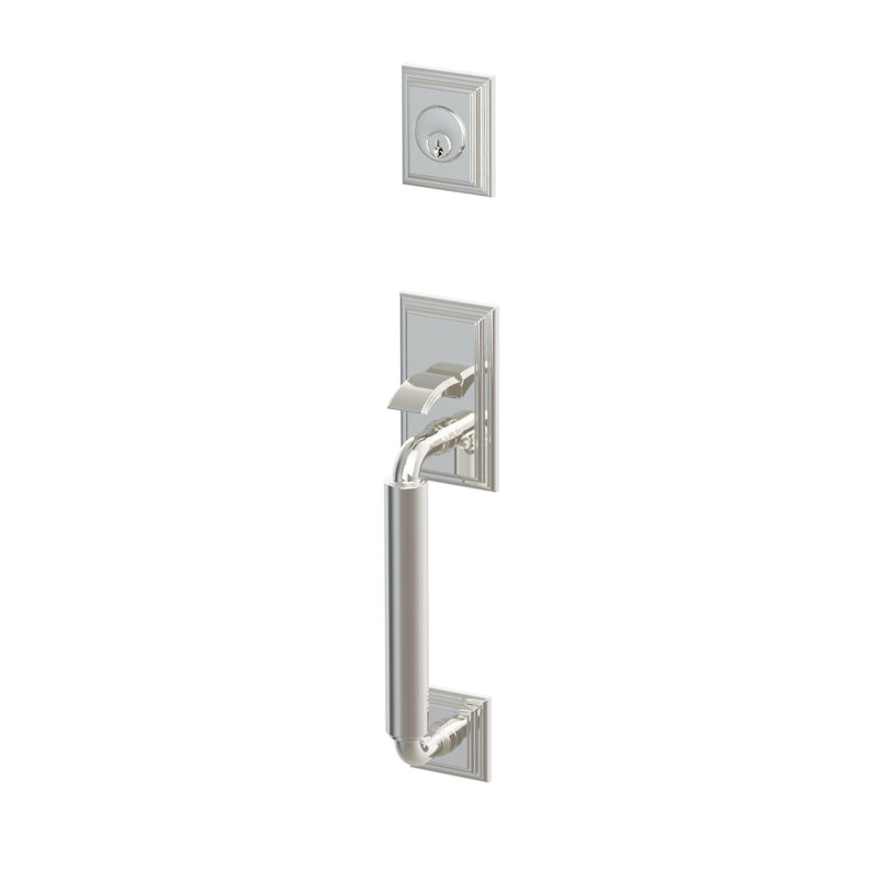 Ensemble d'entrée modulaire à double cylindre Emtek Manning avec levier Helios, nickel poli, (LH), Polished Nickel, Left Hand