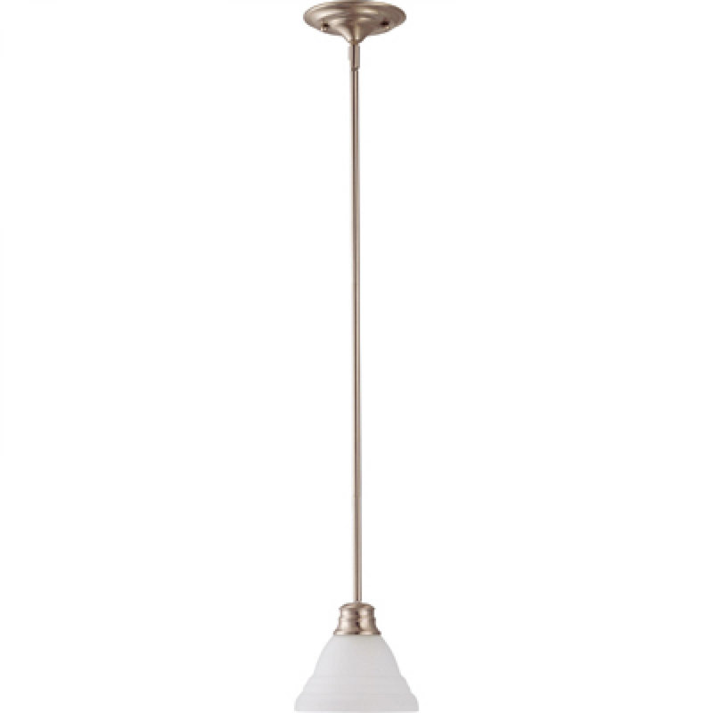 Charmaine 1 - Light Single Pendant, Frosted White Glass, Brushed Nickel, No
