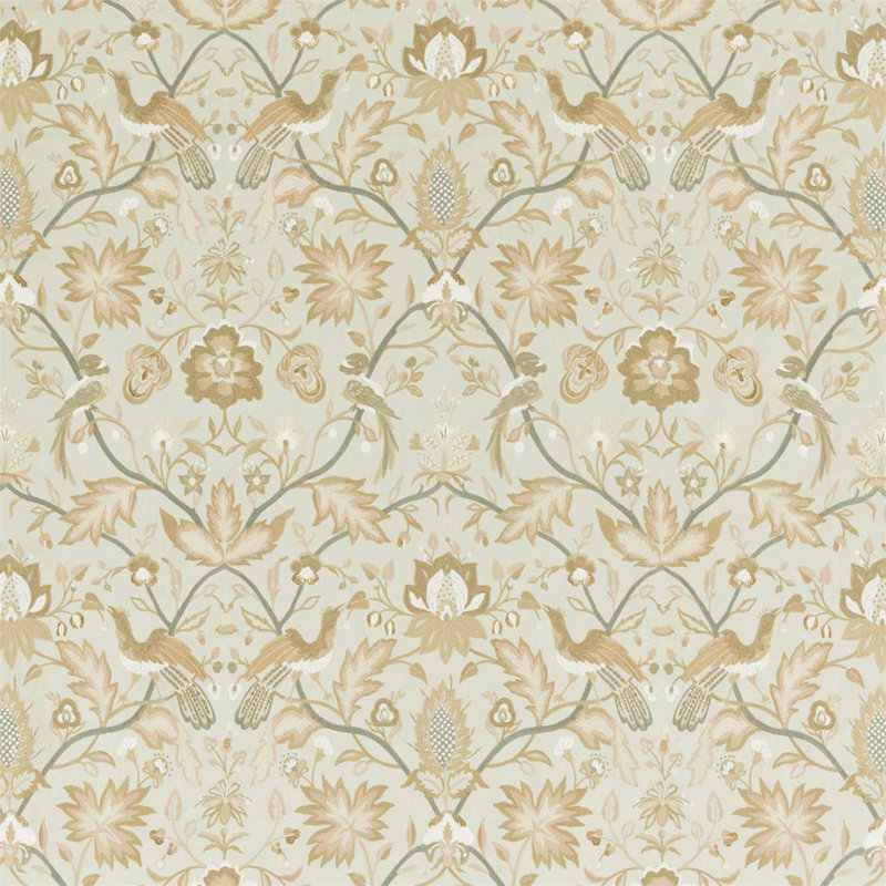 Oiseaux de Paradis Embroidery Fabric, Mineral