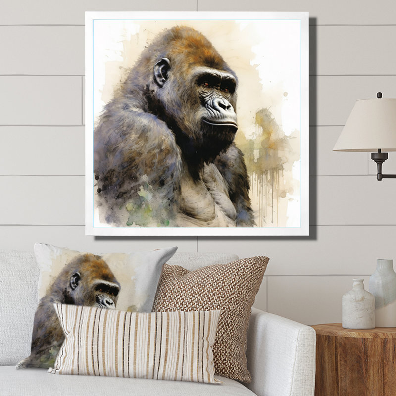 «Powerful Gorilla Primer I» sur toile, H 36 po x l 36 po x P 1,5 po, Cadre simple blanc