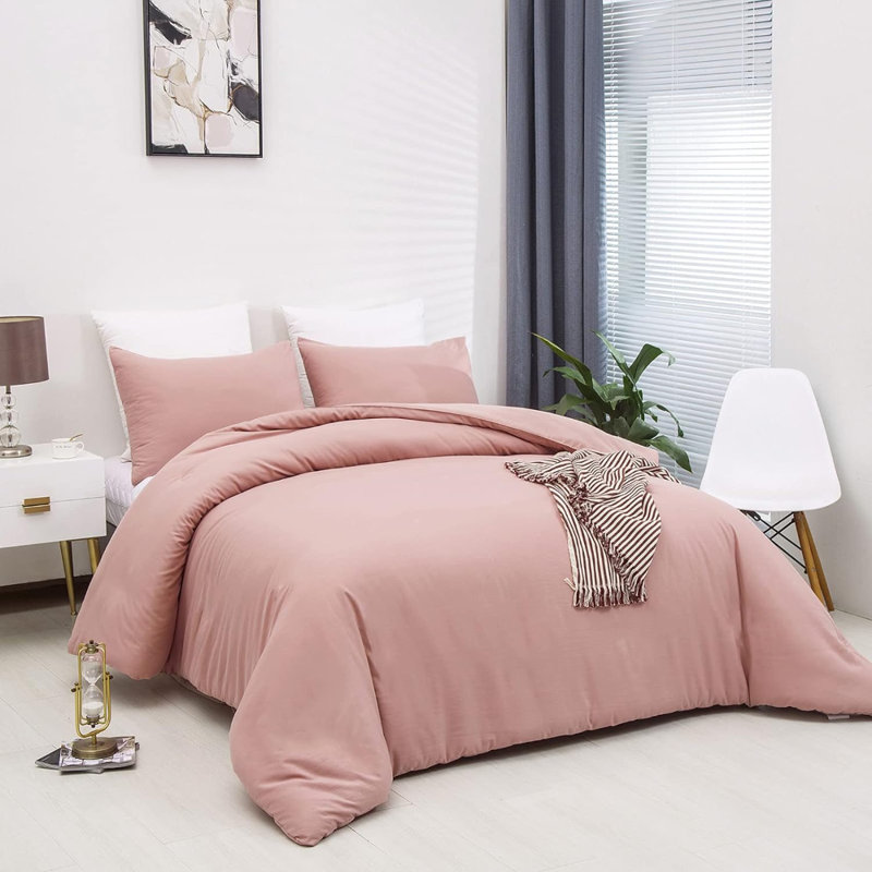 Ensemble d'édredon rose pour lit simple Blush, Twin Comforter + 2 Standard Pillowcases, Rose