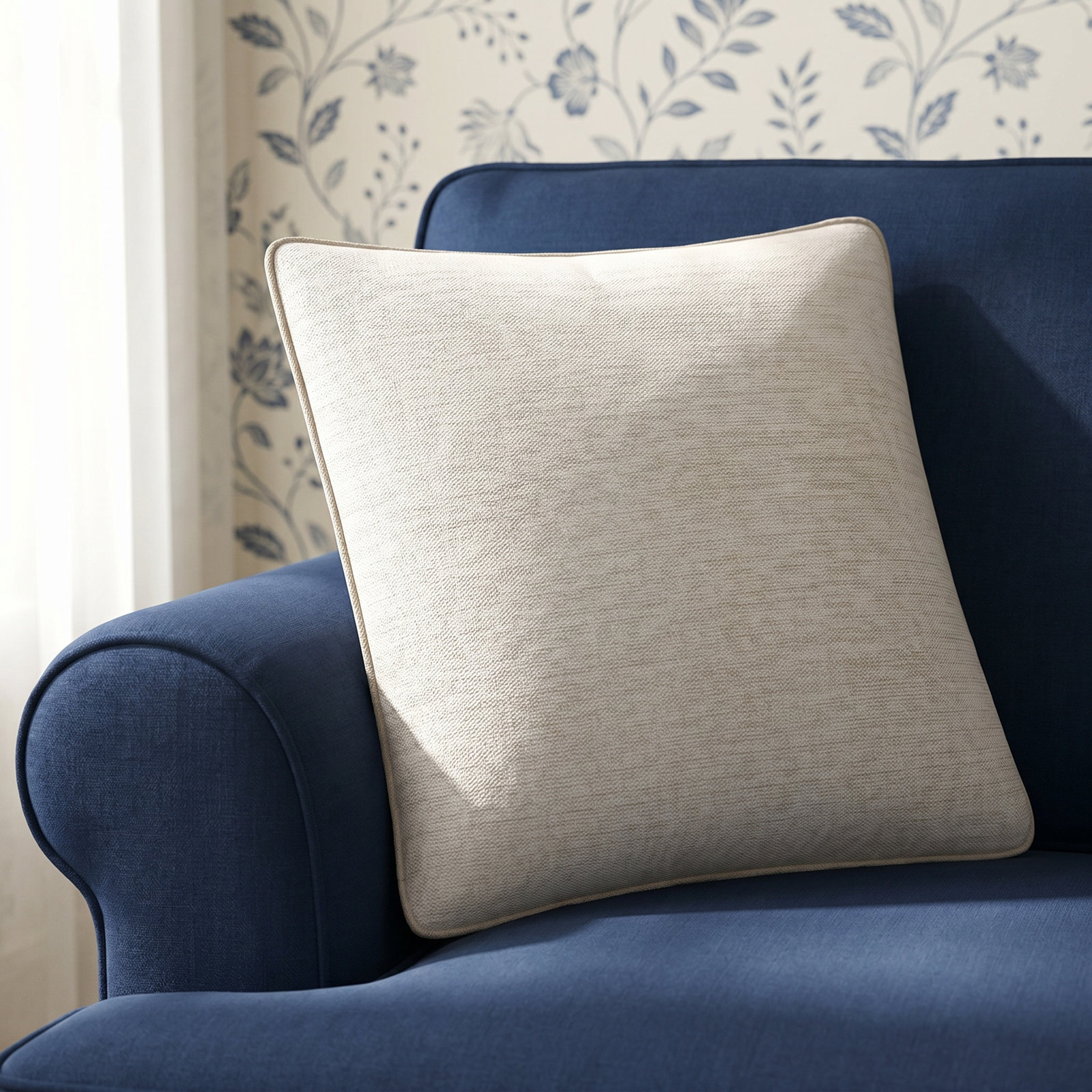 Marie Linen Throw Pillow, 18" x 18", Polyester/Polyfill